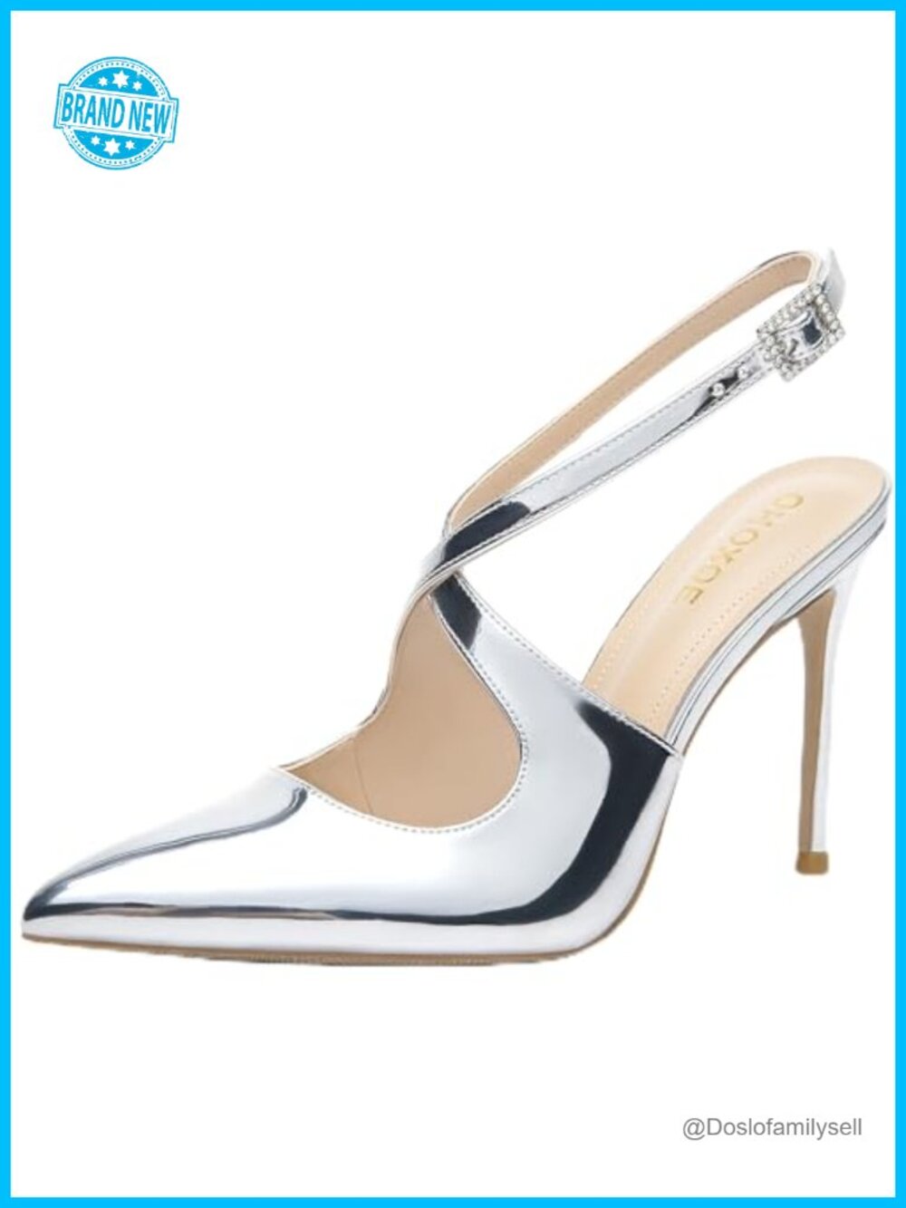 Slingback Stiletto Heels 4 Inch Pointed Toe Patent Leather Pumps